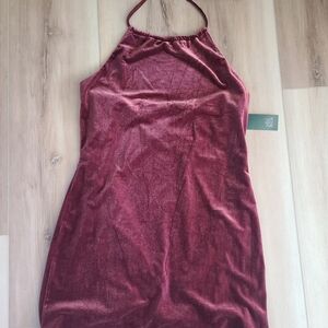 Wild Fable Velvet Halter Dress in Burgundy